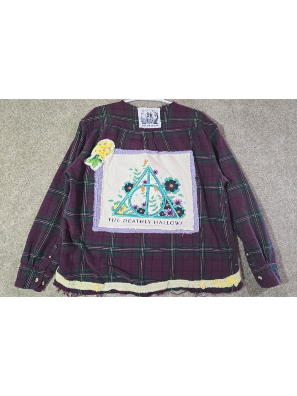 OOAK Upcycled Flannel Shacket Shirt Deathly Hallows Harry Potter Boyfriends XL